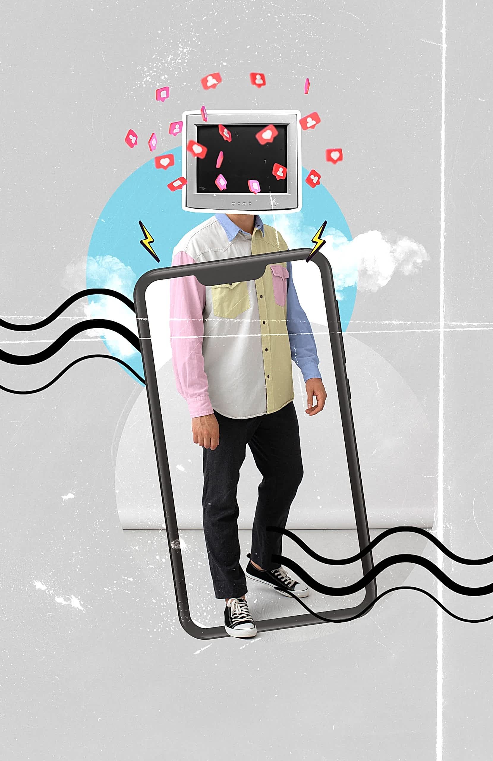 Grafik Tasarım ve Sosyal Medya: Etkili Görsel İçerik Oluşturma Rehberi 1 social media concept composition scaled